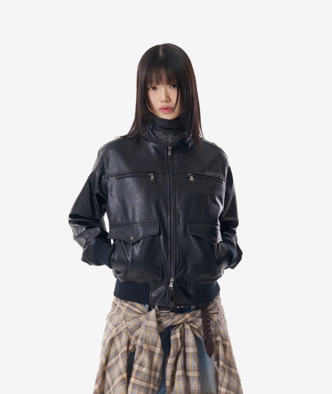 Western Collar Leather Jacket (Black) 2 상품이미지4