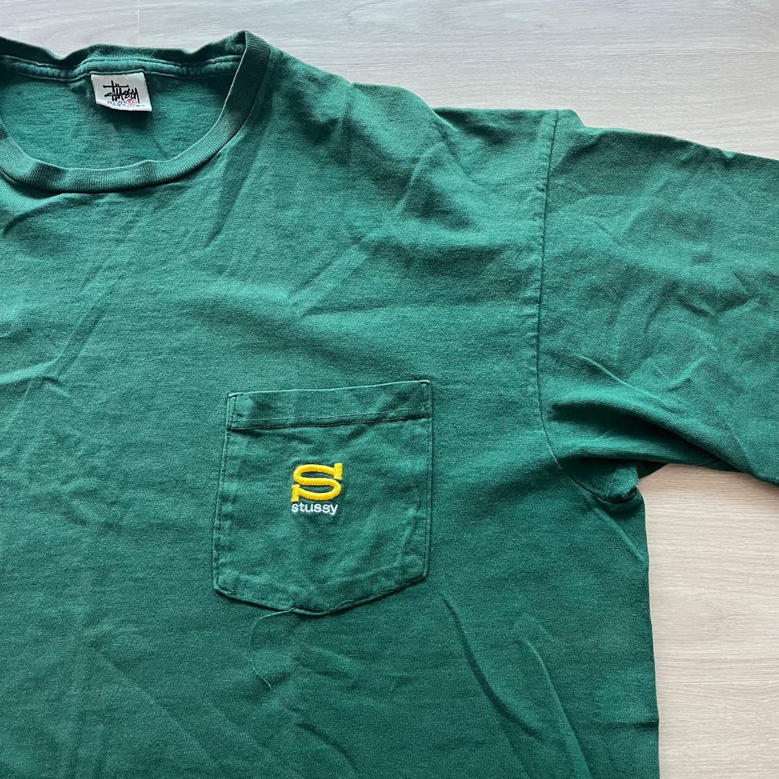 [XL] 90s 빈티지 올드 스투시 포켓 반팔티셔츠 그린 상품이미지3