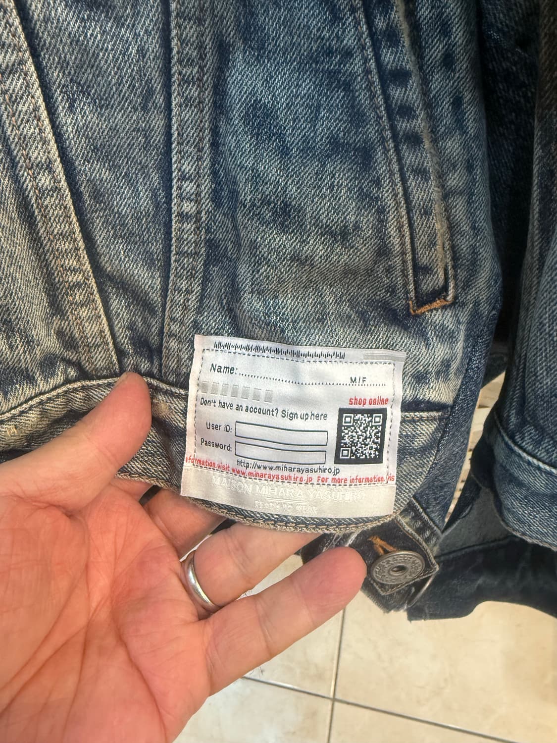 38/55-66 정품 메종 미하라야스히로 콤비네이티드 데님 자켓 팝니다 상품이미지3