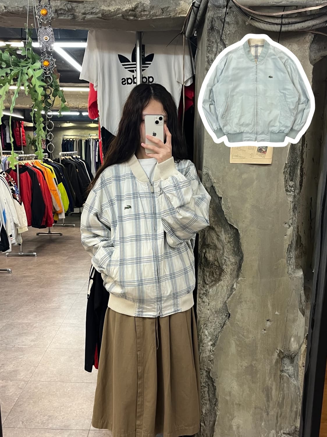 라코스테 리버시블 체크 블루종 자켓 스카이블루 105 #csz1839 상품이미지1