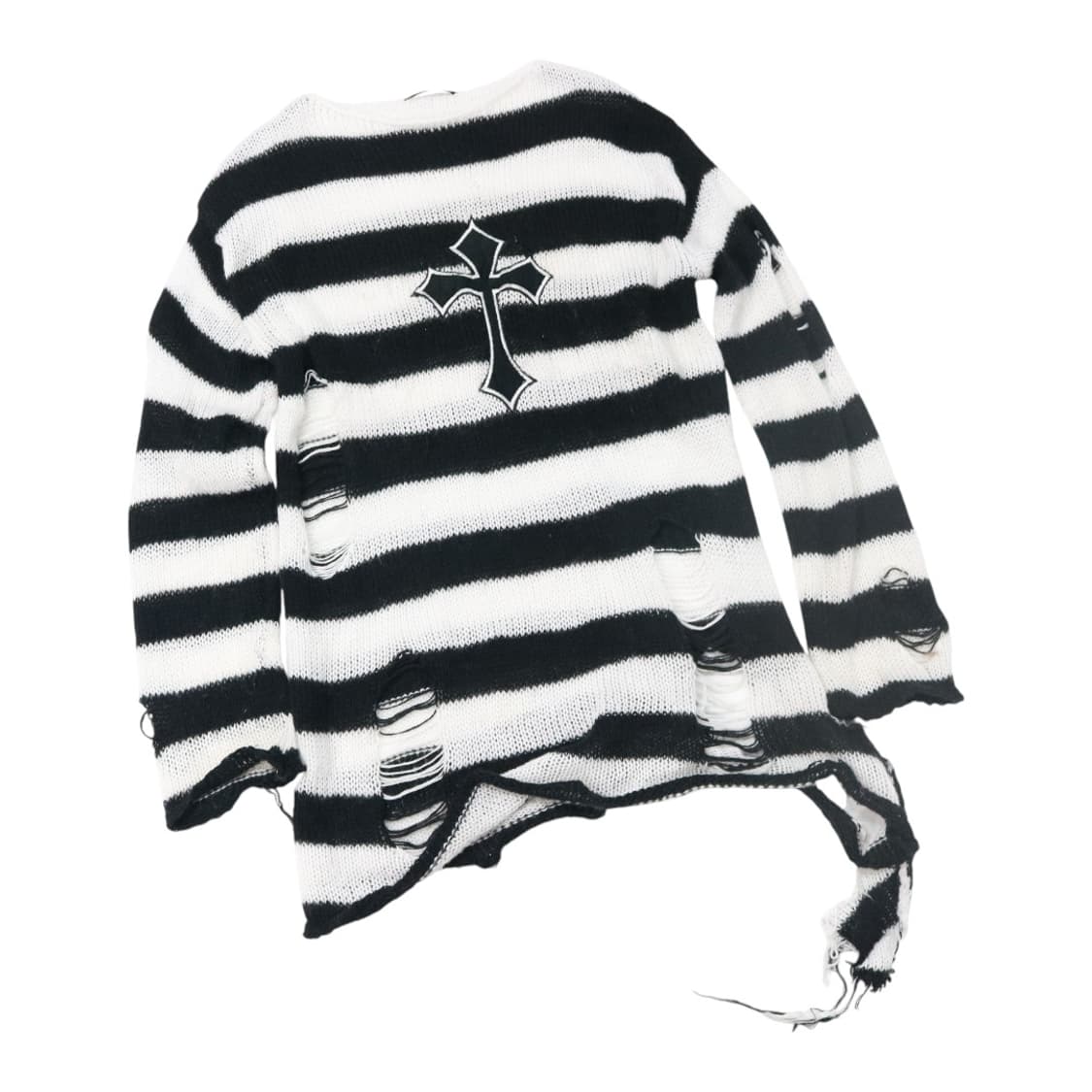 빈티지 크로스 패치 디스트로이드 스트라이프 니트 상품이미지2