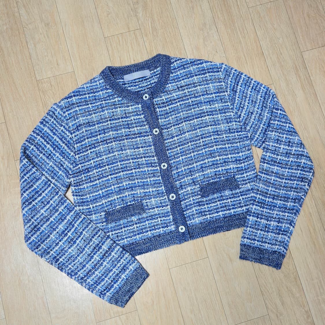 M) 에잇세컨즈 블루 트위드 가디건 상품이미지1
