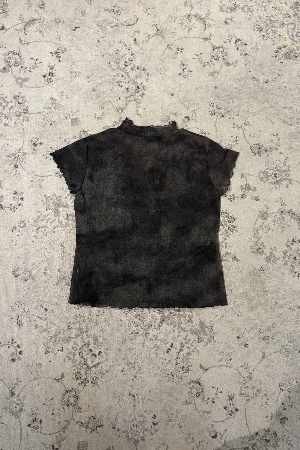 Sheer Appliqué Mock Neck Mesh Top 상품이미지6