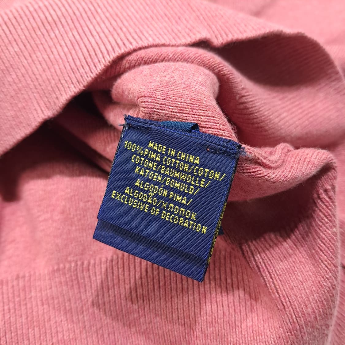 CL417 M 폴로 00s 피마코튼 브이넥 살몬핑크 니트 스웨터 상품이미지5