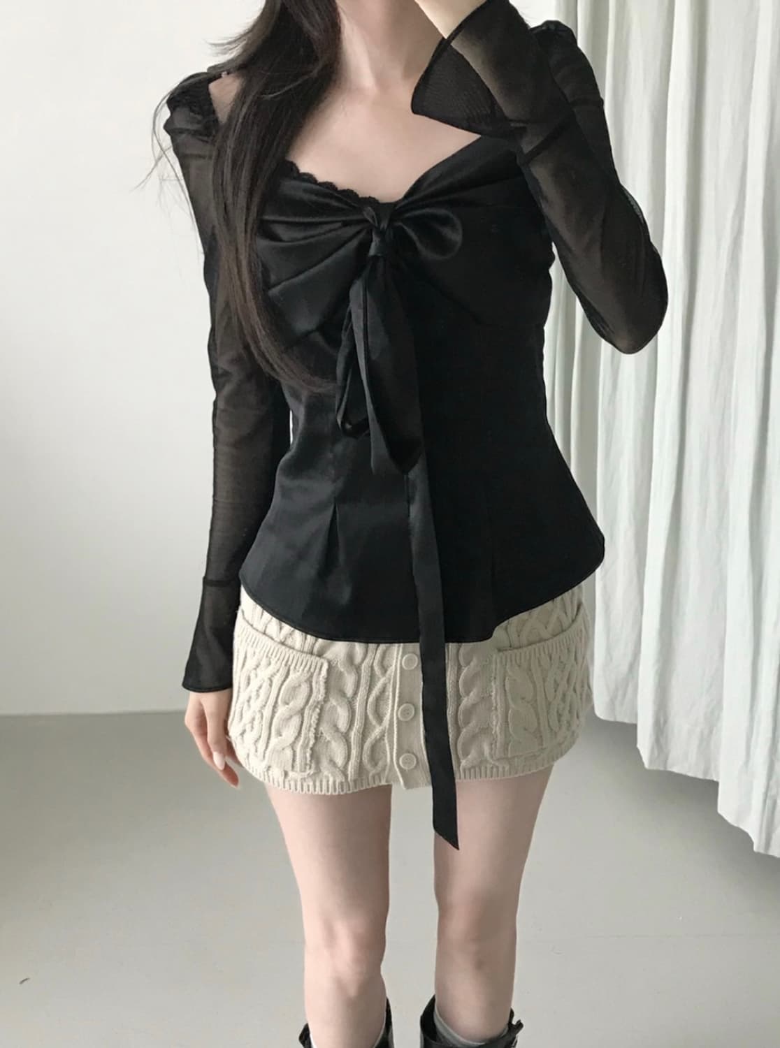 힐다 고희 블라우스 블랙 새상품 상품이미지2