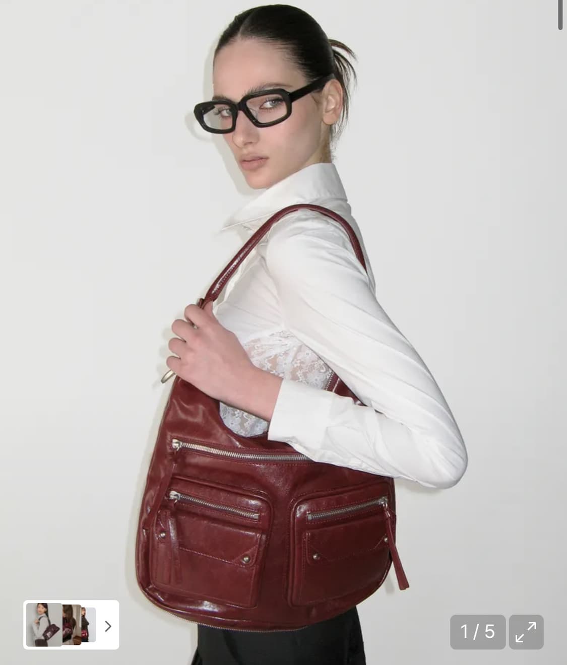 썬번프로젝트 Double Pocket Shoulder Bag 버건디 상품이미지1