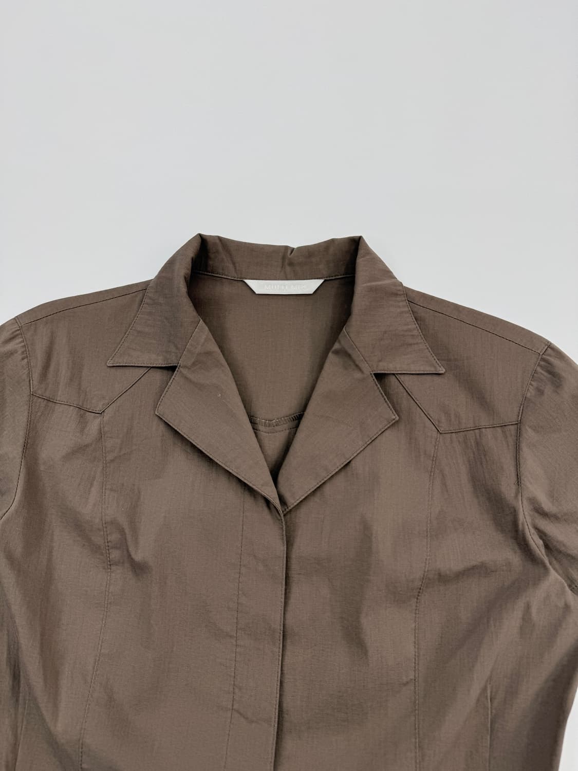 빈티지 브라운 캡소매 라인 셔츠 상품이미지3