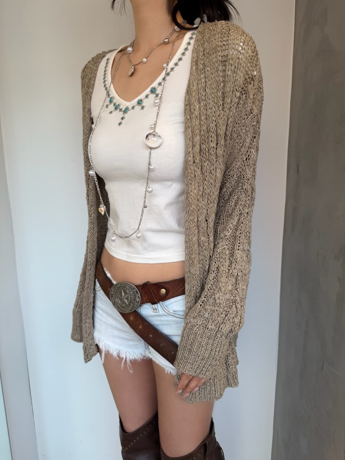dusty sand drifft knit cardigan 상품이미지2
