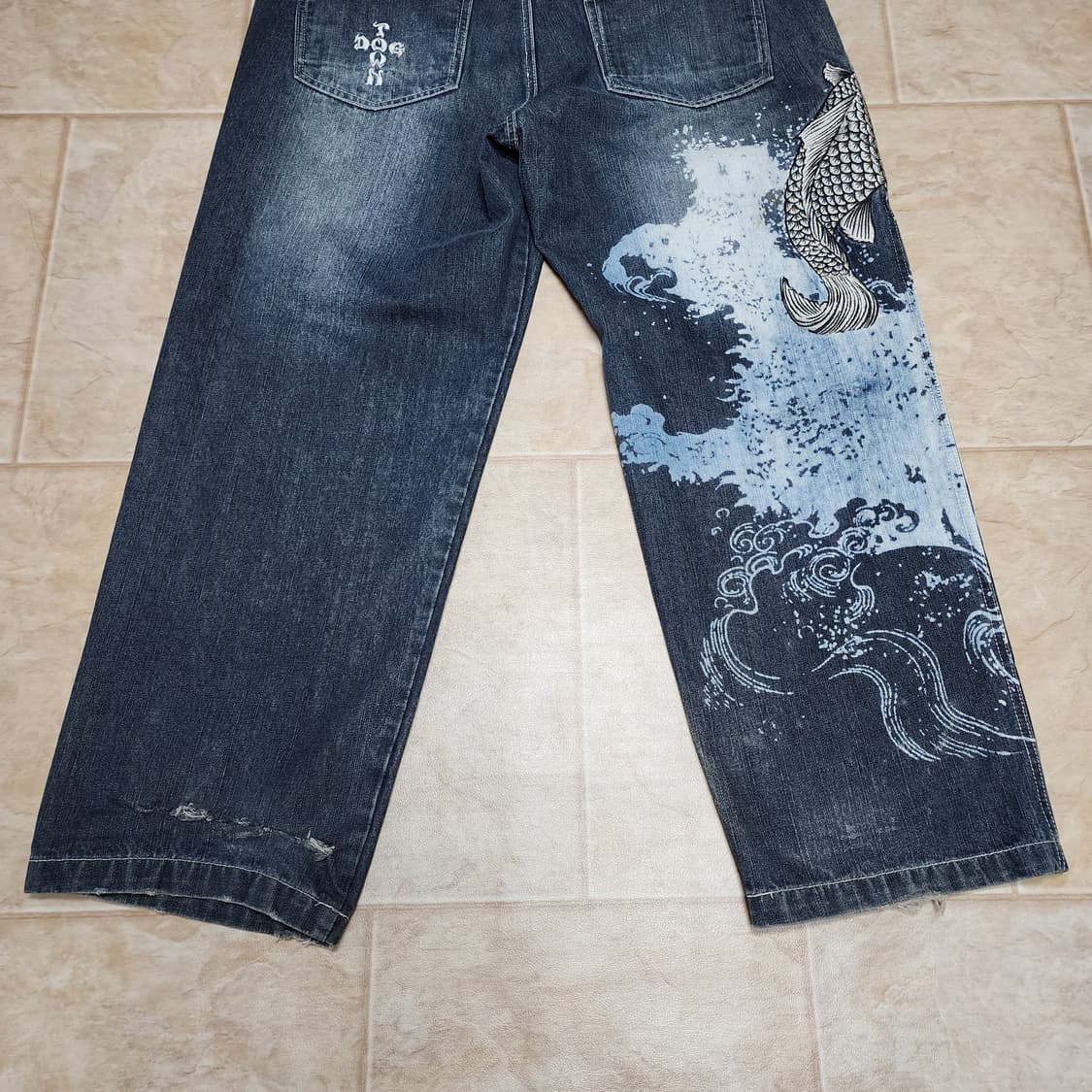 도그타운 오리엔탈 코이 잉어 자수 데님팬츠 상품이미지7