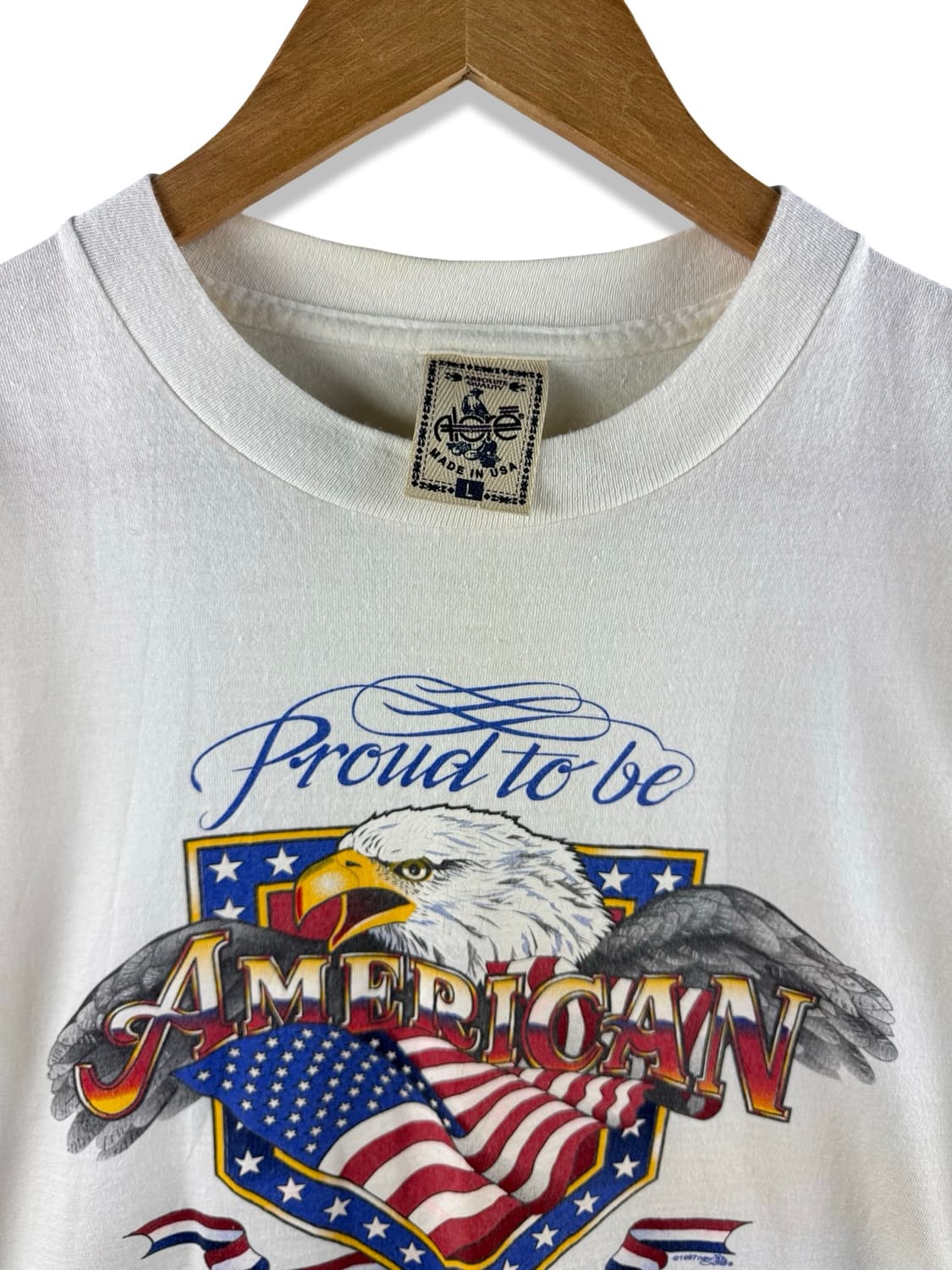 90S 미국제 성조기 이글 싱글스티치 티셔츠2465 상품이미지2