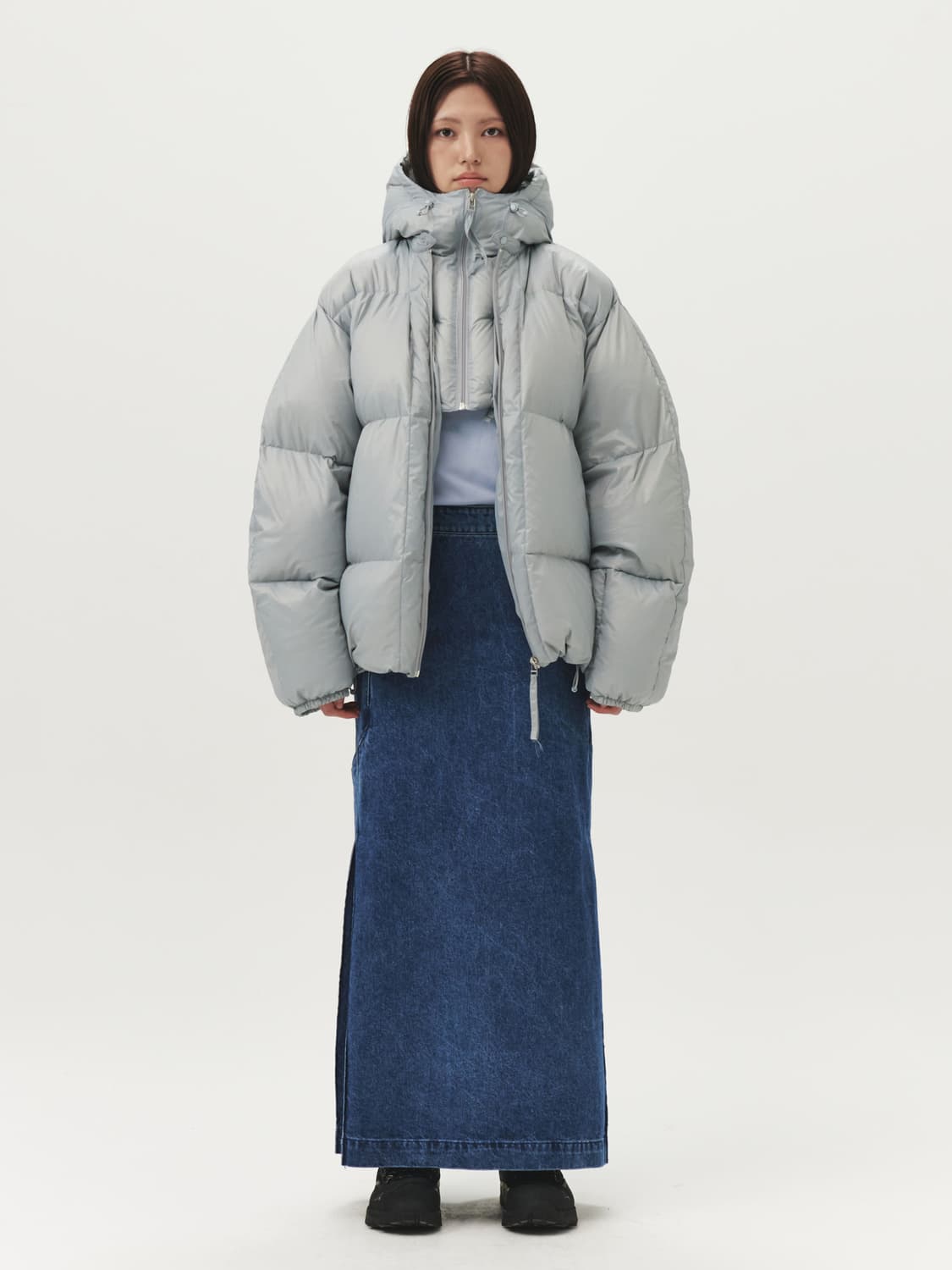 (우먼스 M) 새상품 누마레 이이 EE 우먼스 다운 파카 그레이 상품이미지1