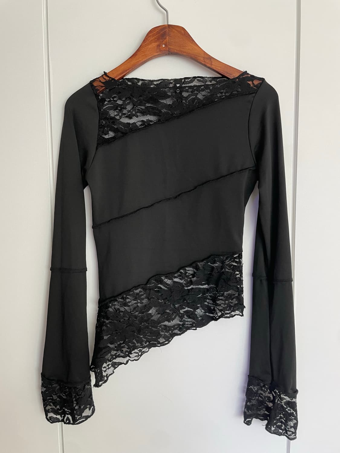 Motel rocks 레이스 긴팔 티셔츠 블랙 XS 상품이미지4