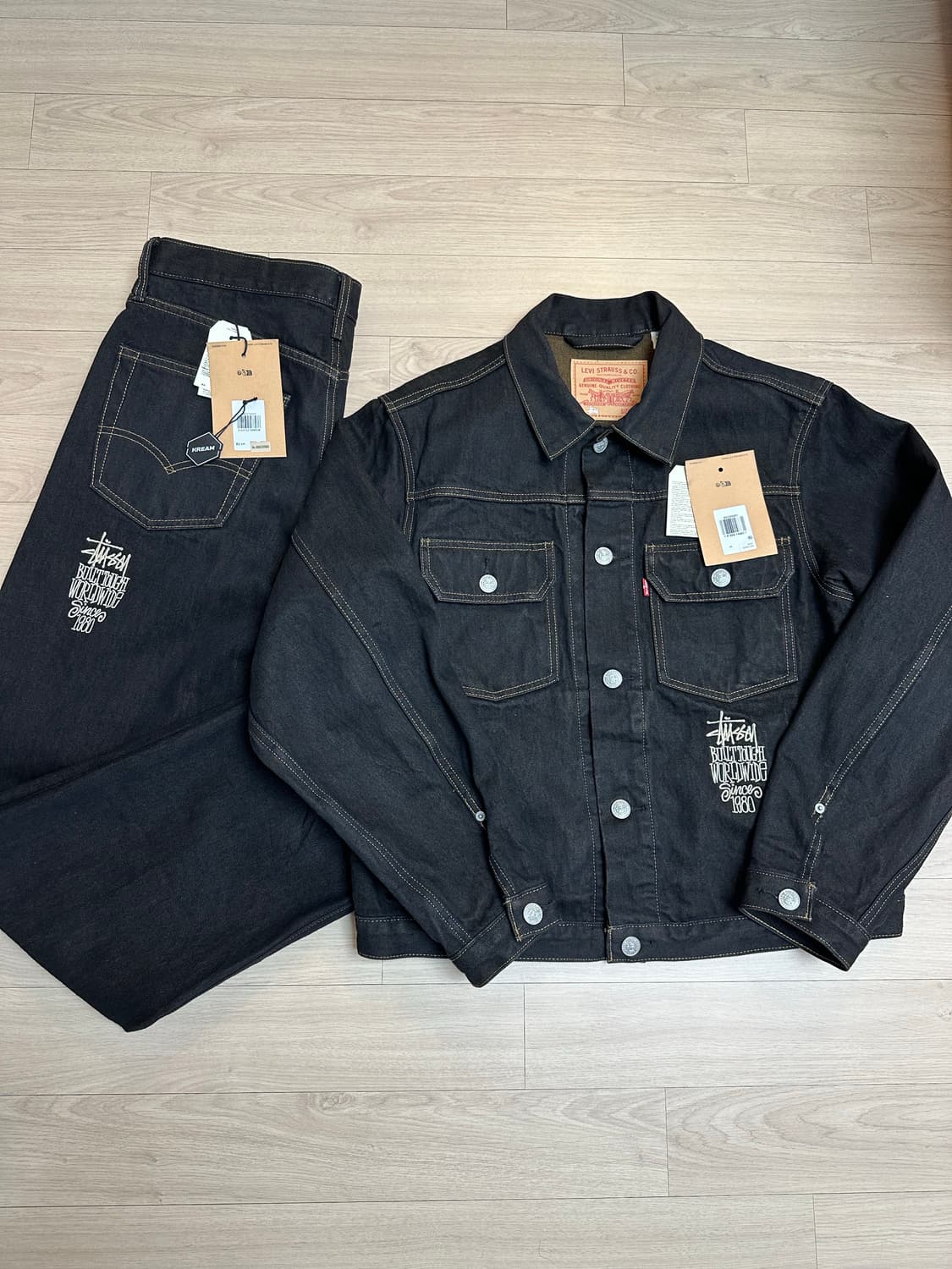 스투시x리바이스 크리스피 린스 블랙 셋업 상품이미지1