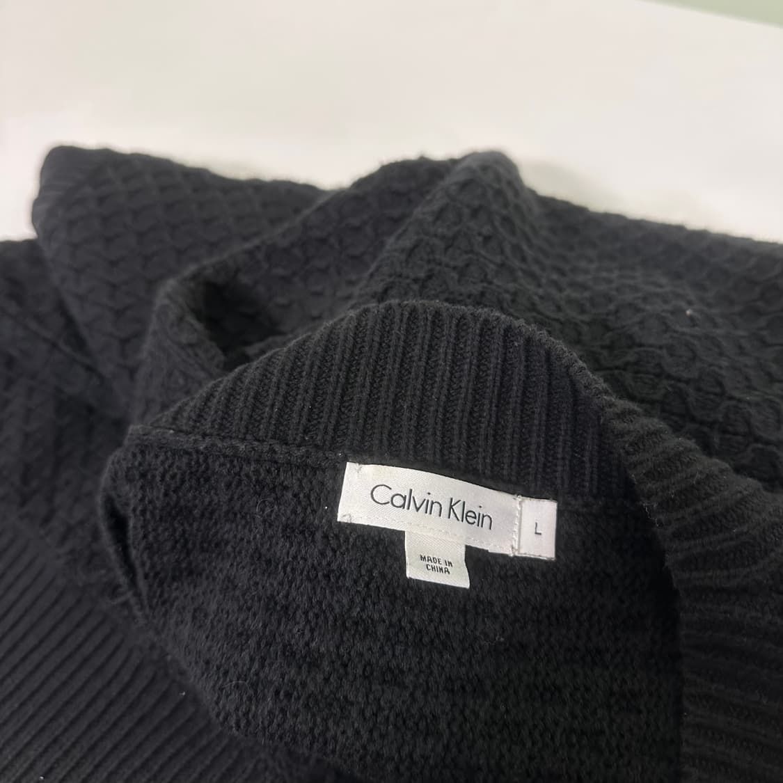 우먼FREE 캘빈클라인 블랙 가오리오버핏 와플 반팔니트 상품이미지4