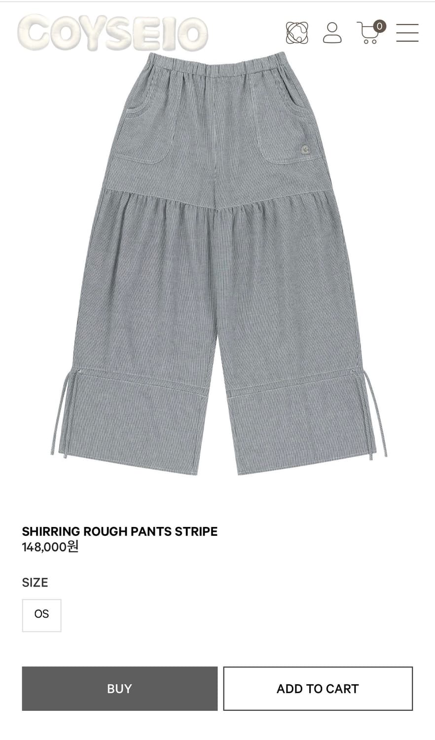 코이세이오 COYSEIO 셔링 러프 팬츠 스트라이프 상품이미지1
