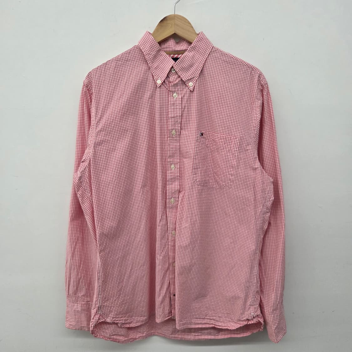 타미힐피거 깅엄체크 셔츠 레드 남L 상품이미지2