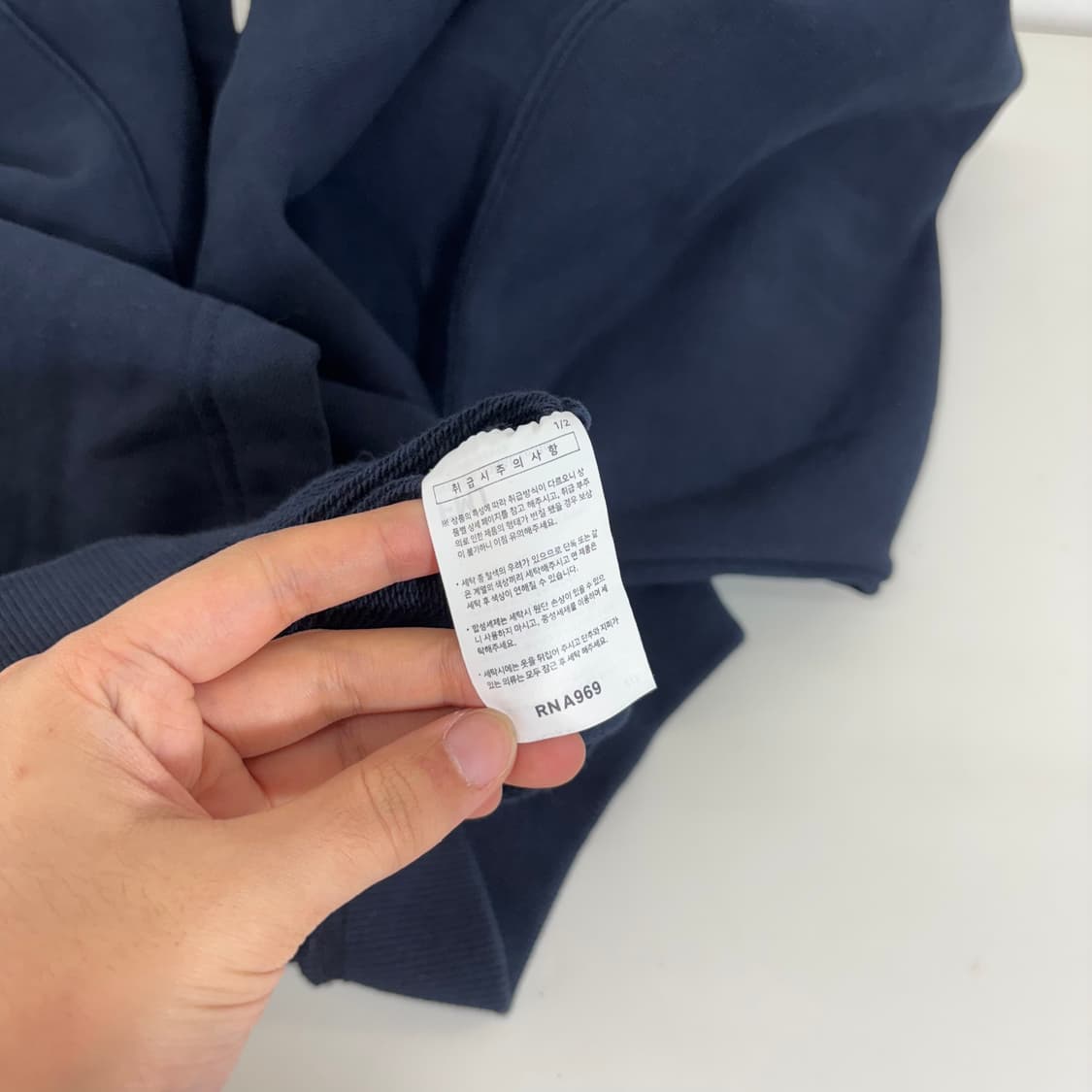 L-XL 퍼스텝 네이비 오버핏 스웻코튼 후드티 상품이미지5
