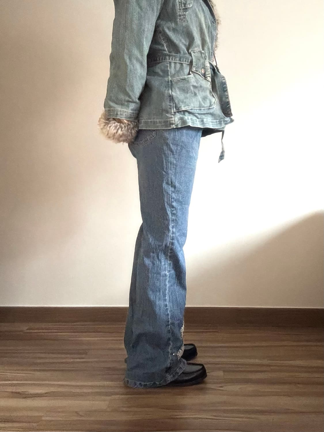 레이스 부츠컷 데님 팬츠 상품이미지3