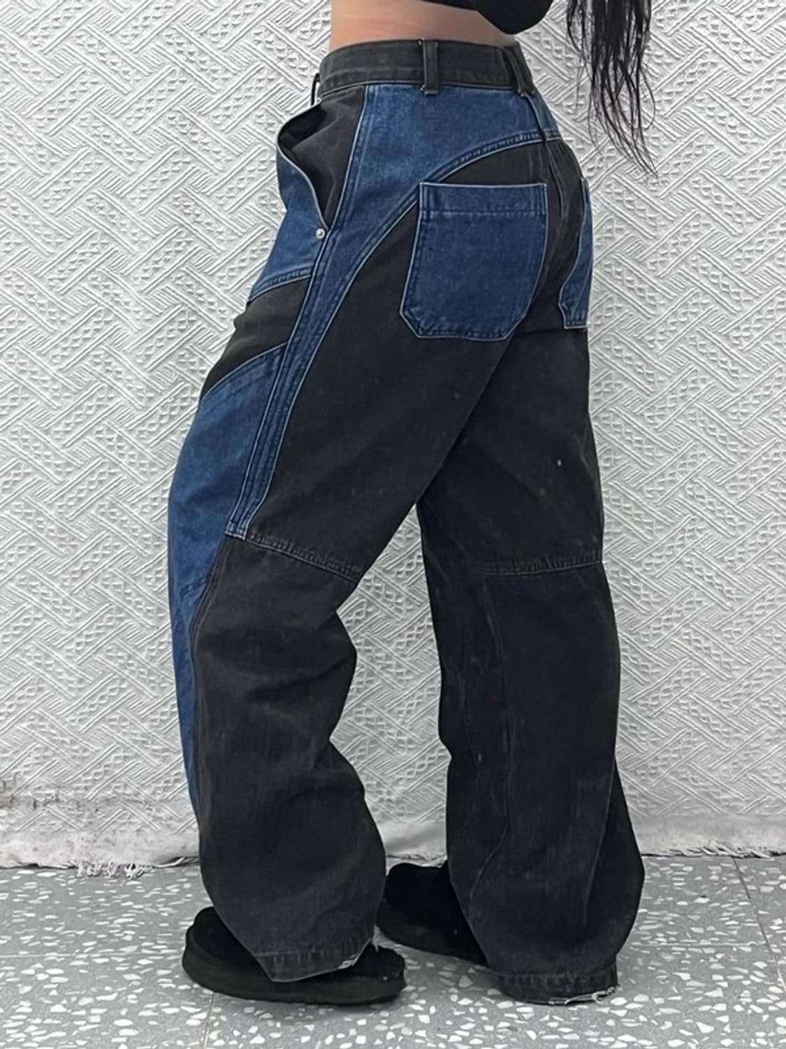 꼼파뇨 빈티지 스트릿 힙합 절개 패치워크 데님팬츠 S C09679 상품이미지2