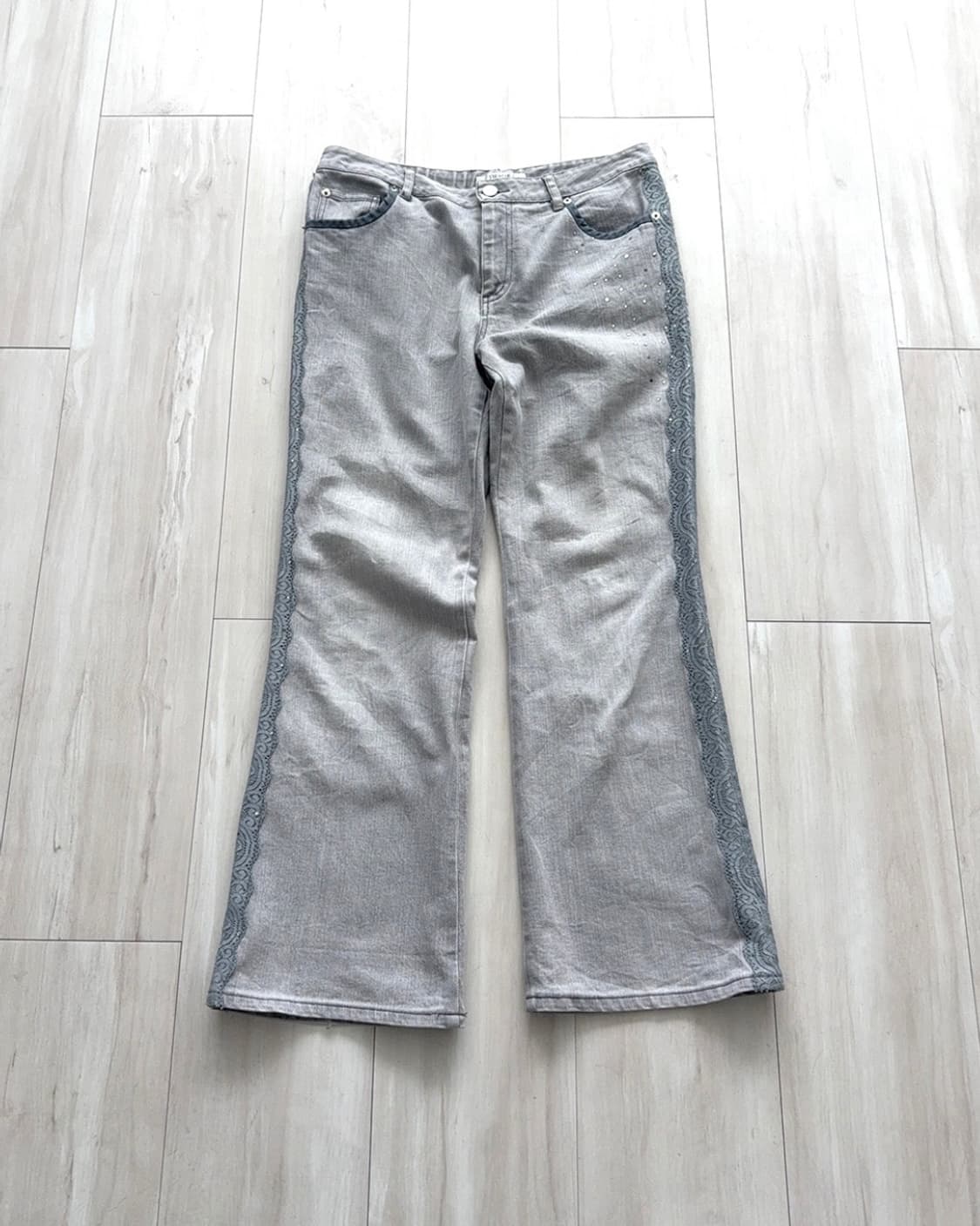 Lace-Detail Fairy Boots-cut Denim pants 상품이미지1