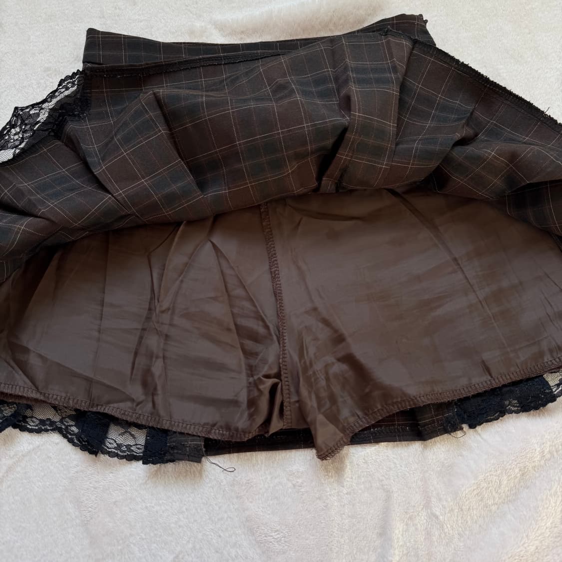 스윔시티 브라운 체크 레이스 스커트  상품이미지4