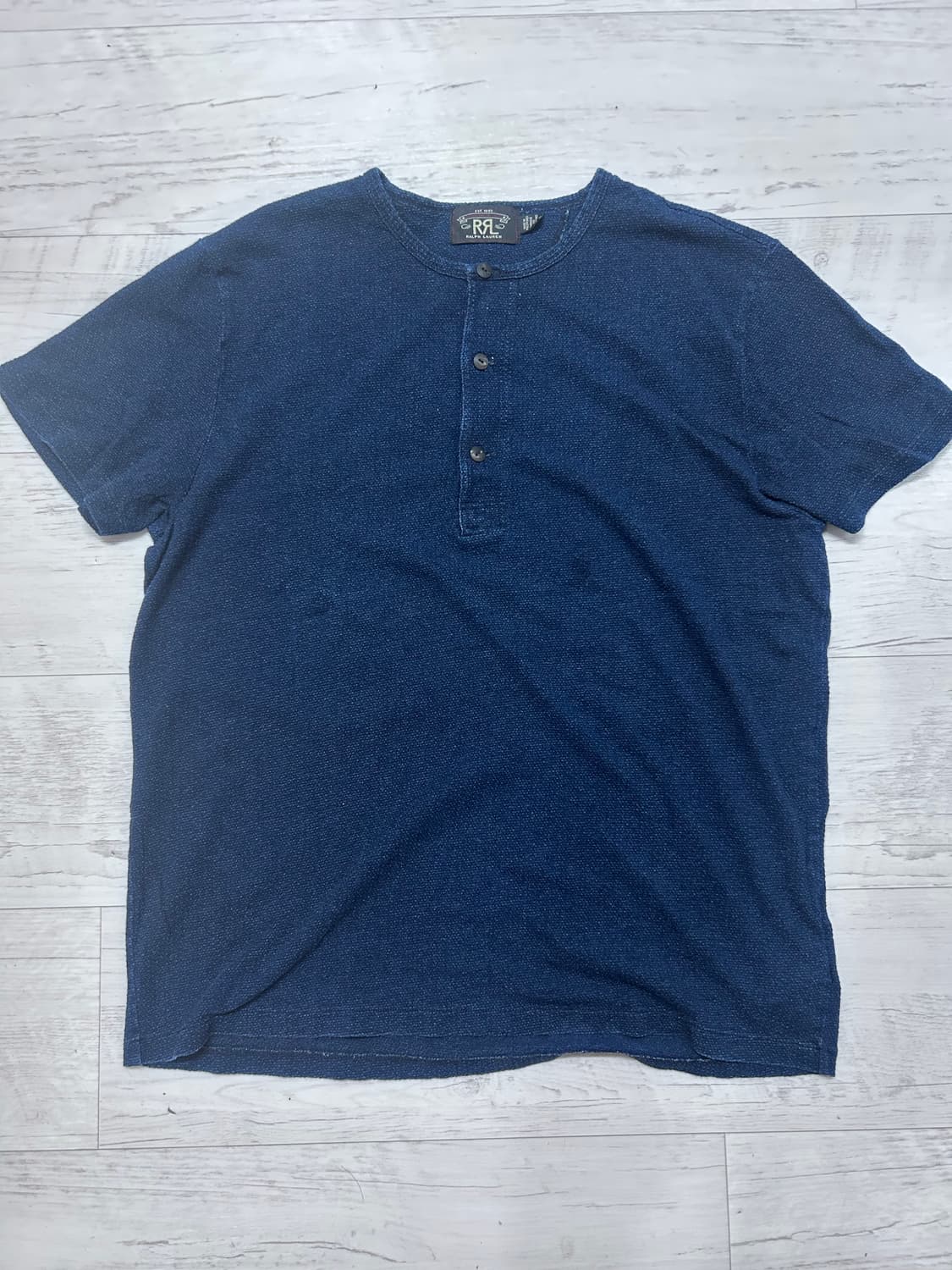 RRL 인디고 와플 헨리넥 반팔 XL 상품이미지1