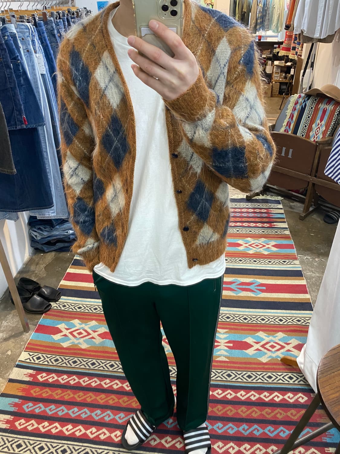 니들즈 아가일 패턴 모헤어 울 가디건 남성 102 105 여성 루즈핏 상품이미지8