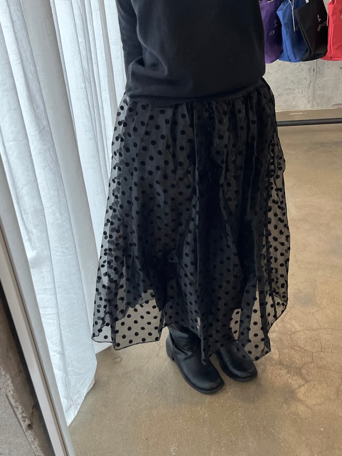 YUJUNE 도트 튤 스커트 블랙 상품이미지4