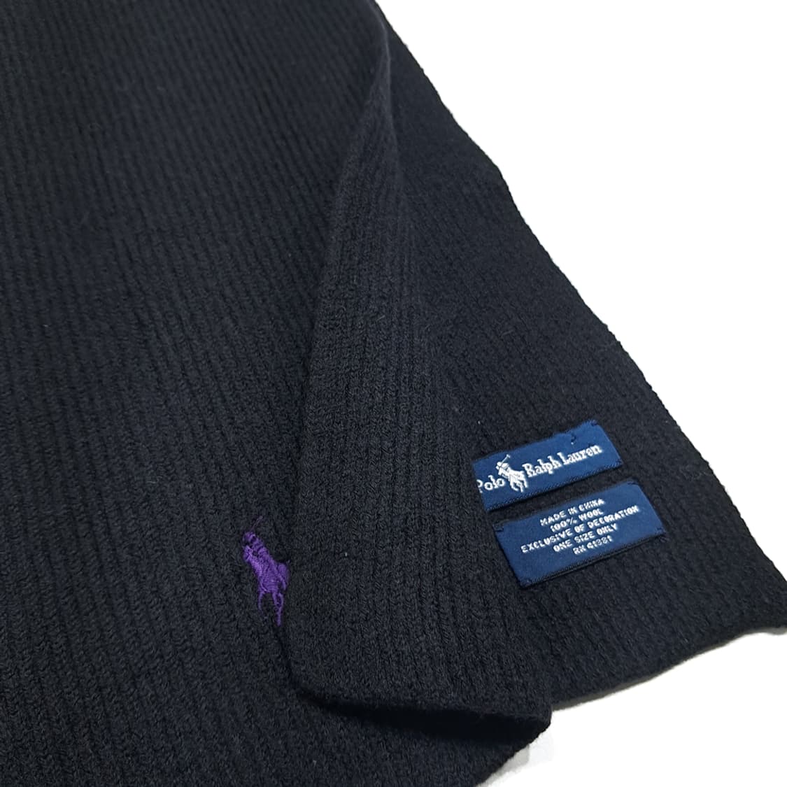 MX572 폴로 00s 울 리브드 퍼플 포니 블랙 머플러 목도리 상품이미지6