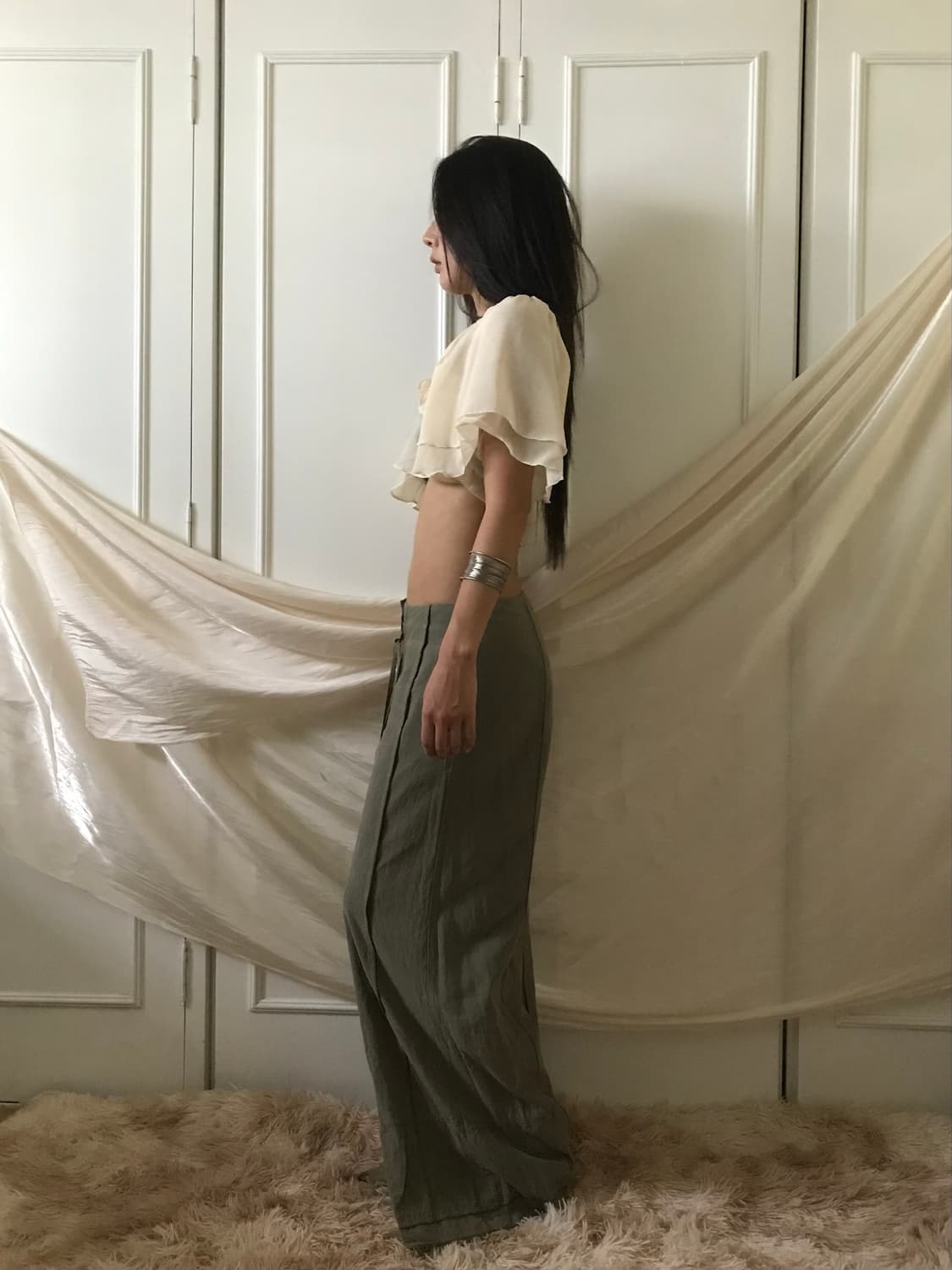 Khaki flutter pants 상품이미지2