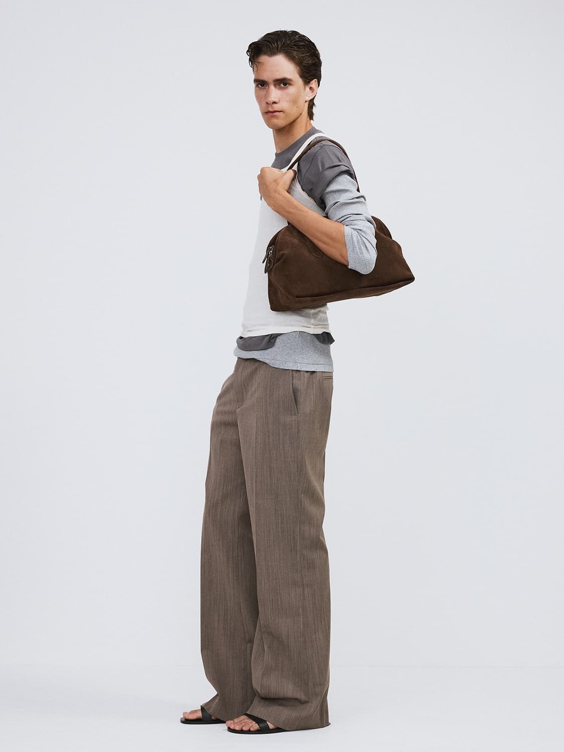 렉토 26SS 골지 립 저지 져지 탑 긴팔 롱슬리브 티셔츠 그레이 상품이미지3