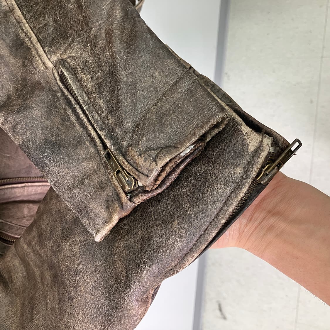 VTG 빈티지 브라운 소가죽 라이더 자켓 L 상품이미지8