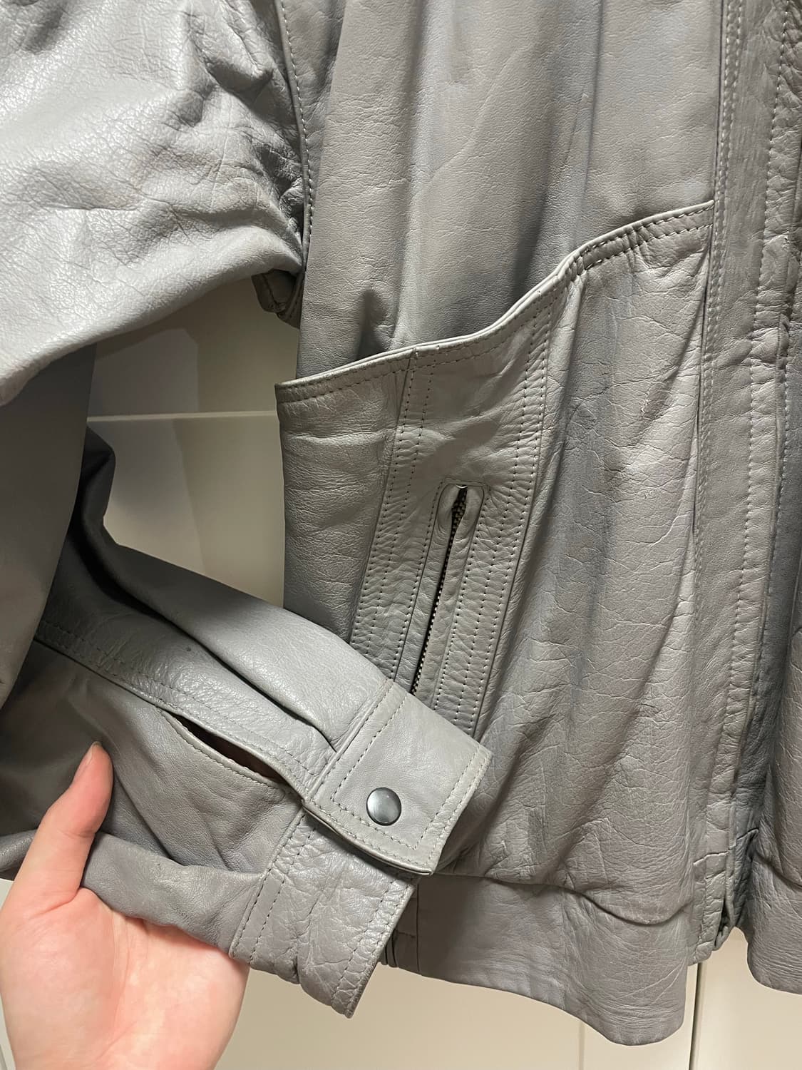 그래이 레더 자켓 상품이미지3