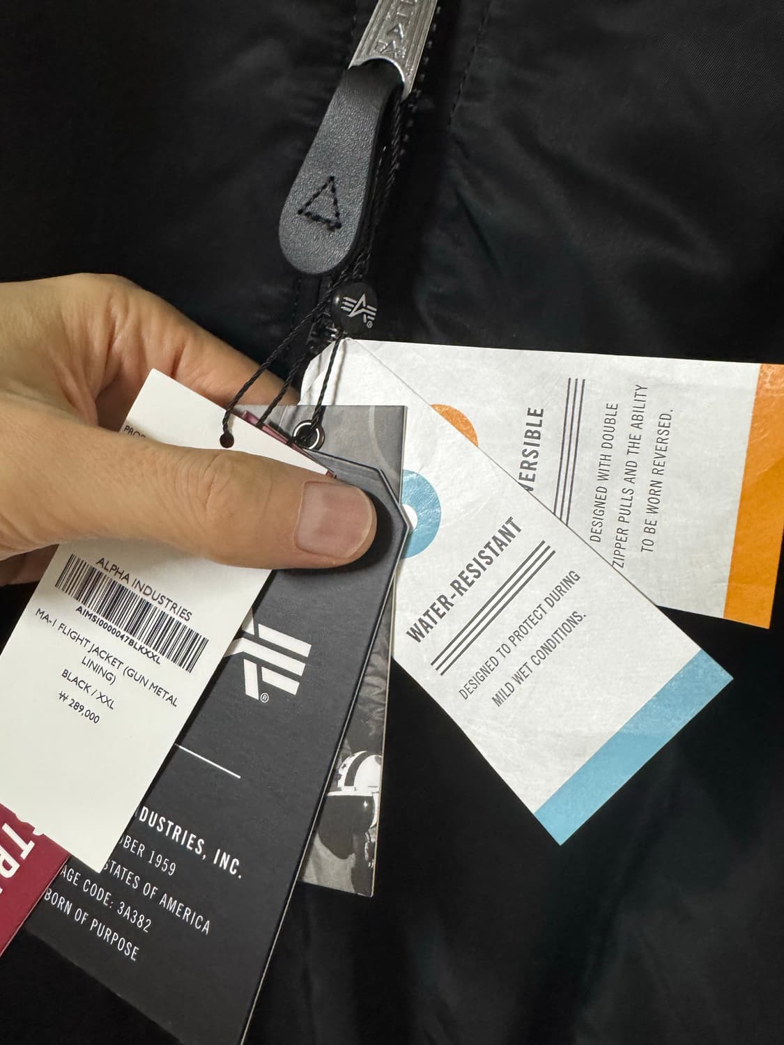 알파인더스트리 ma-1 블랙/건메탈 XXL 상품이미지3