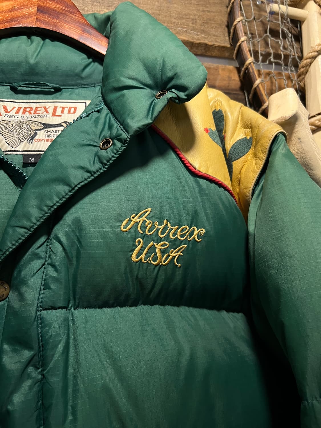 [M]아비렉스 USA NEW MEXICO 인디언 자수 그린 다운 패딩 상품이미지5