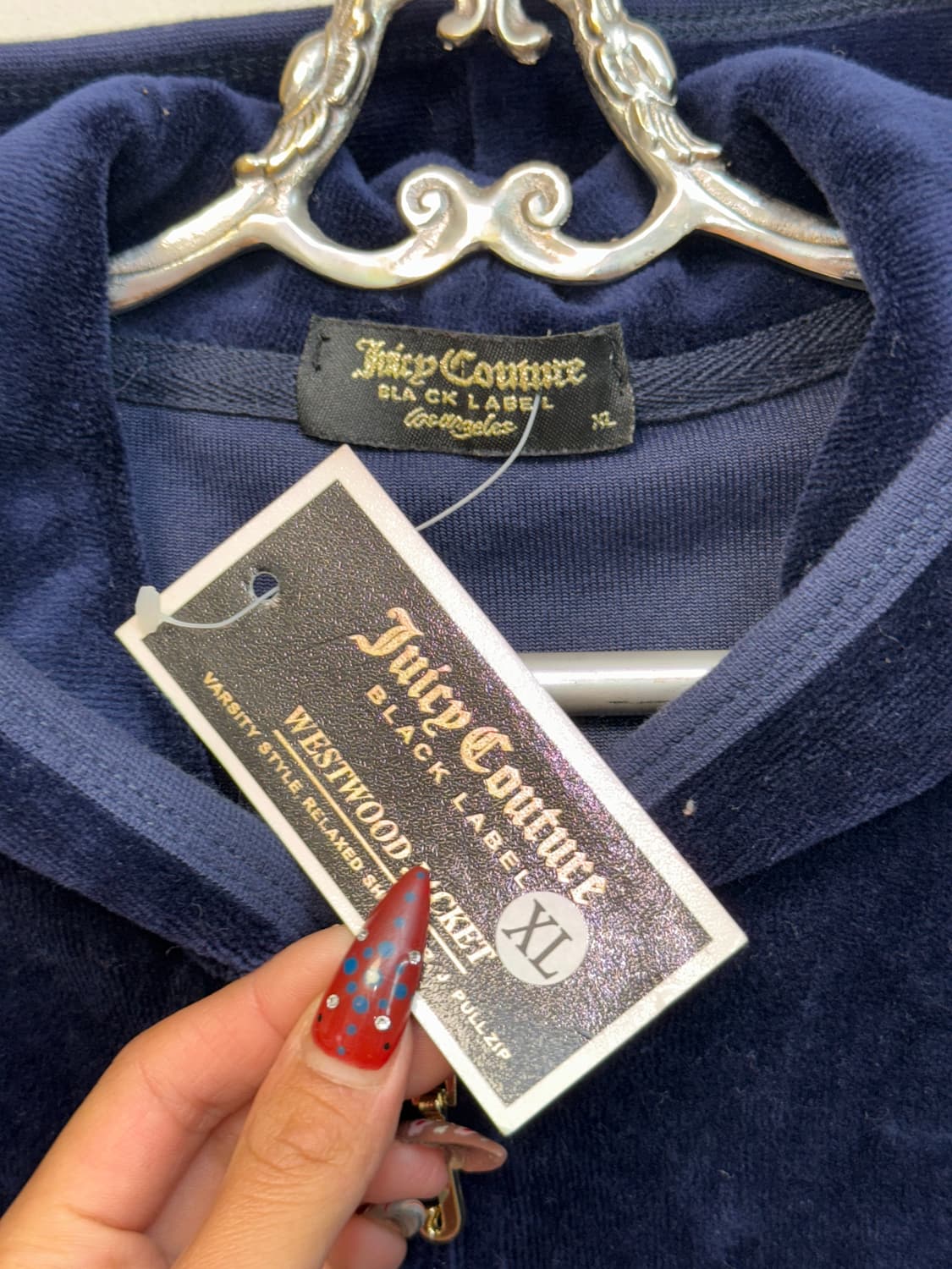 Juicy Couture navy cubic velvet 후드집업 상품이미지4