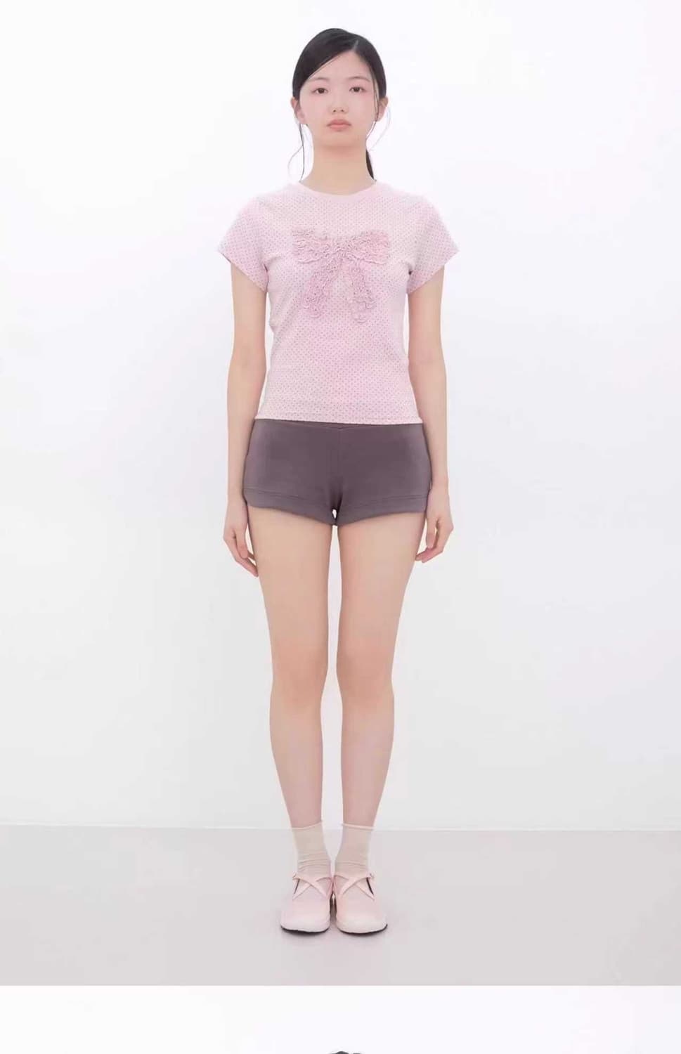 INNER MUSEUM Dot Frill Ribbon T-Shirt 상품이미지2