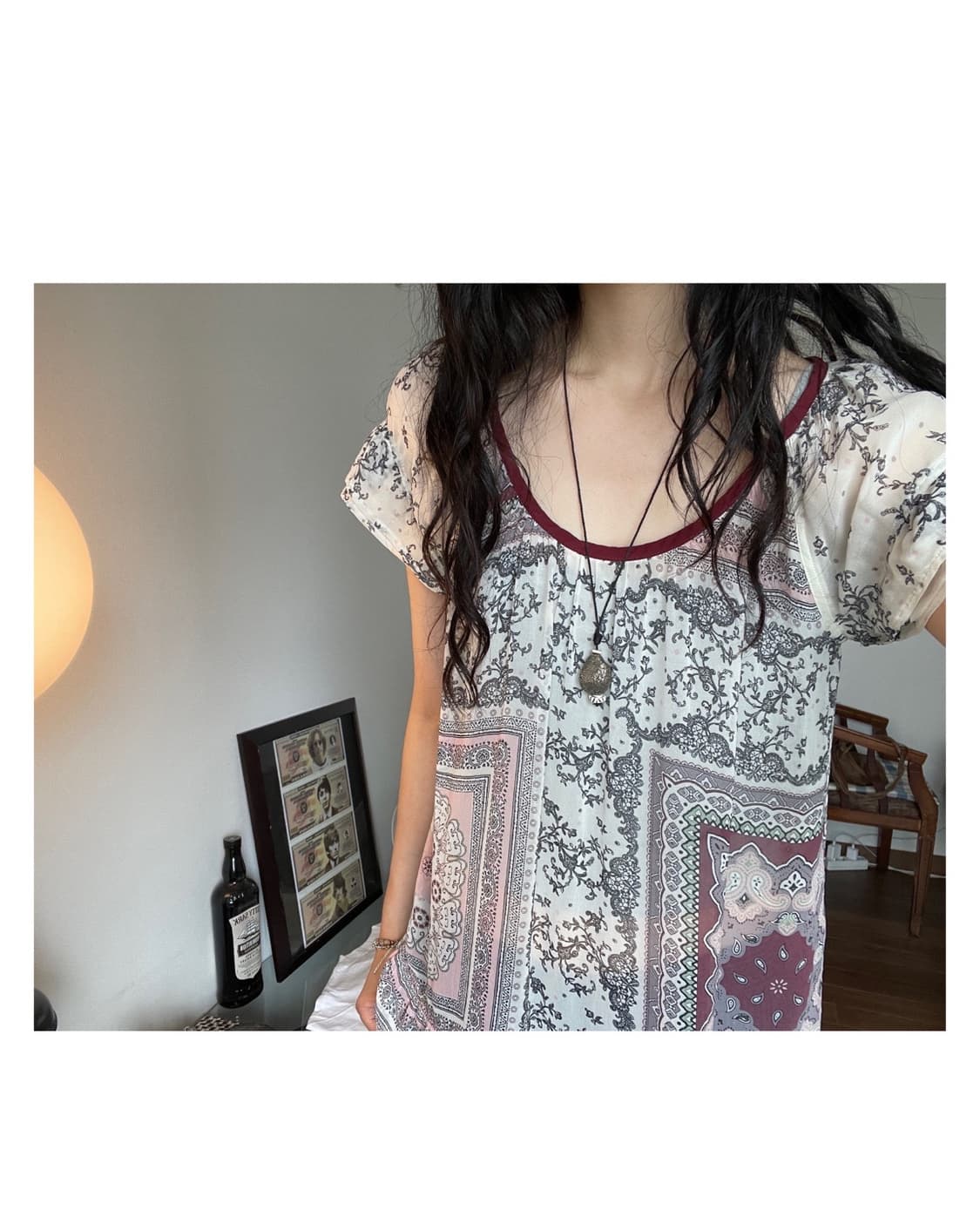 cupro pattern blouse 상품이미지1