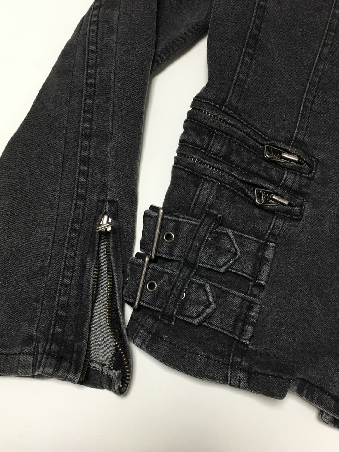 펑크 버클 데님 라이더 자켓 상품이미지4