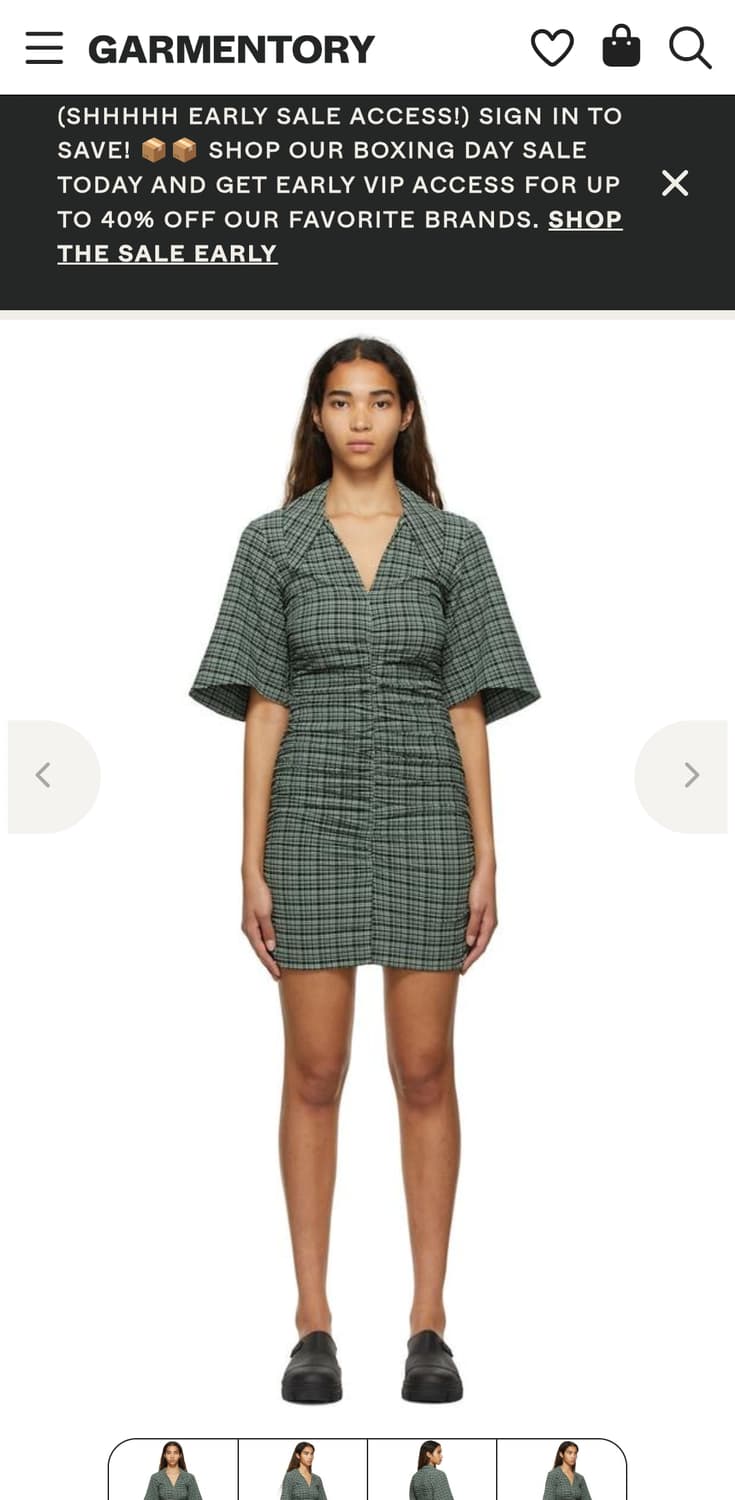 GANNI 가니 체크 셔링 미니 원피스 상품이미지1