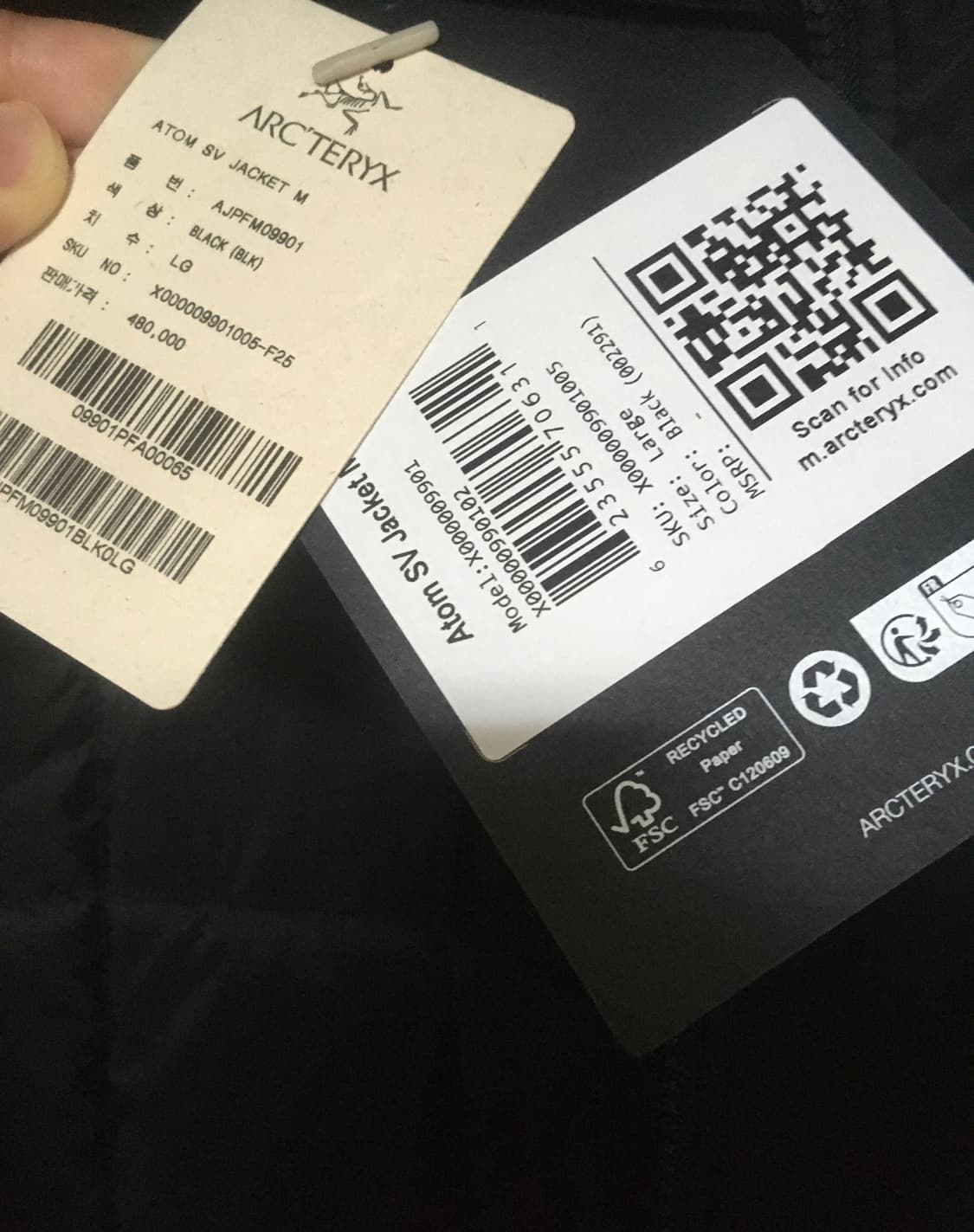 아크테릭스 FW25 아톰SV 자켓 블랙 판매합니다  상품이미지8