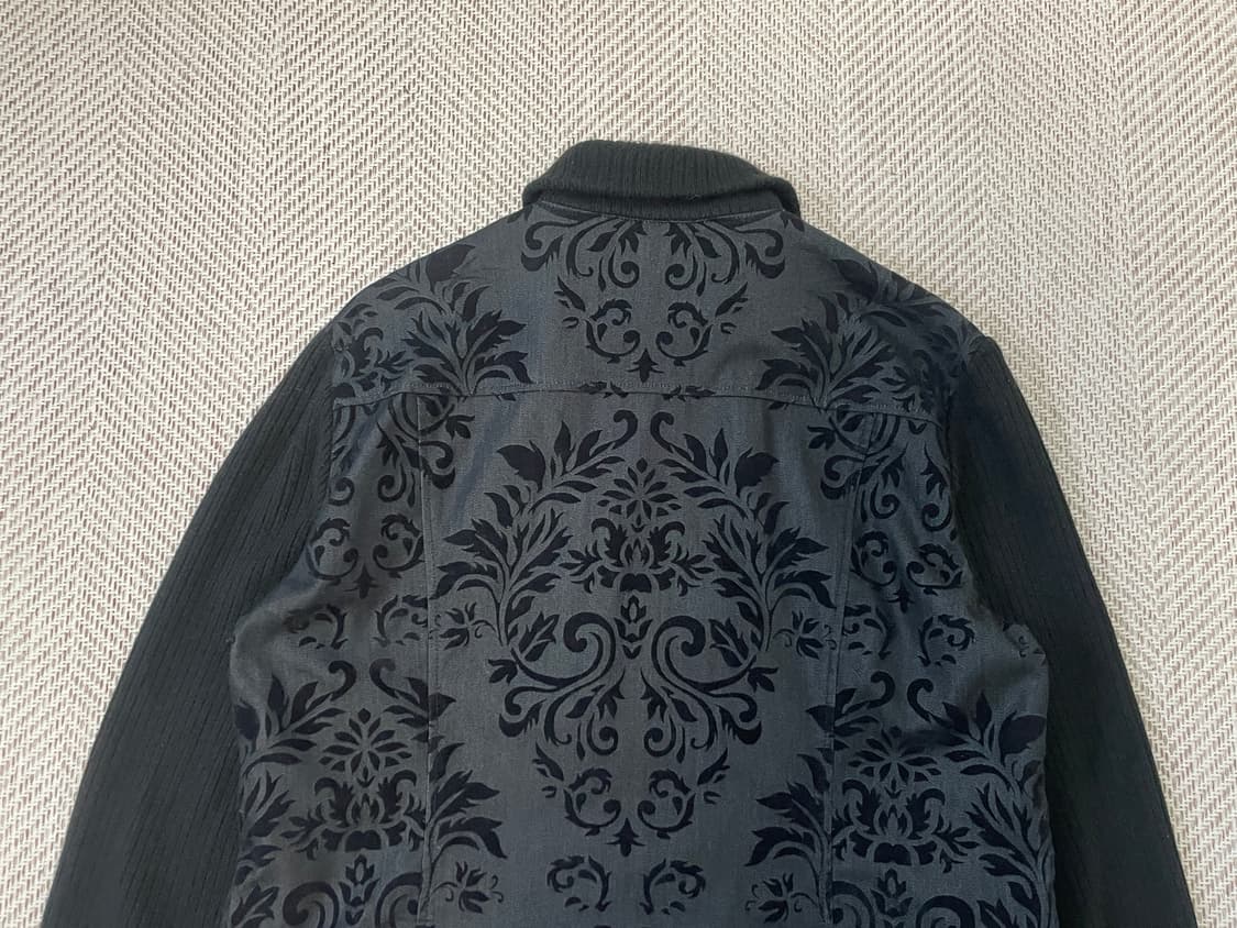 빈티지 오너먼트 패턴 니트 슬리브 집업 자켓 y2k goa  J03948 상품이미지8