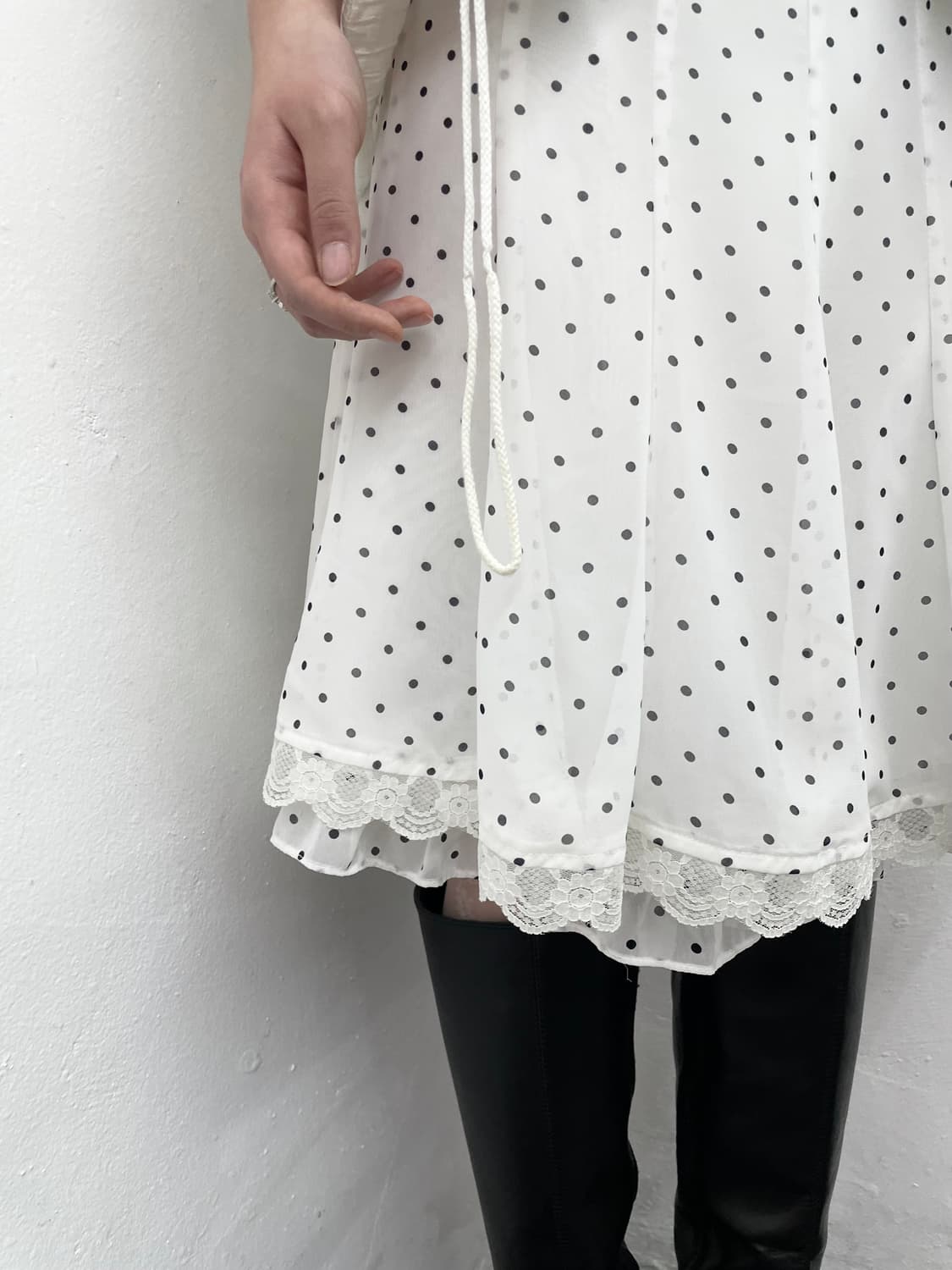 화이트 도트 레이스 스커트 상품이미지3