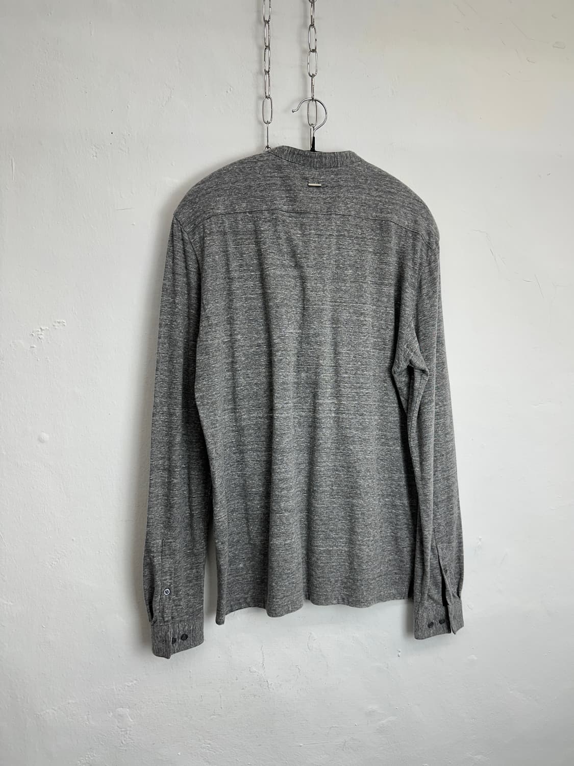 SOLID HOMME Melange Grey Henley Neck Tee 상품이미지4