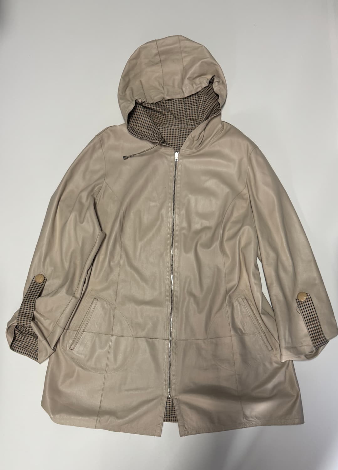 여성 터키빈티지 populer 리얼 명품 레더 리버시블 후드 자켓 상품이미지1