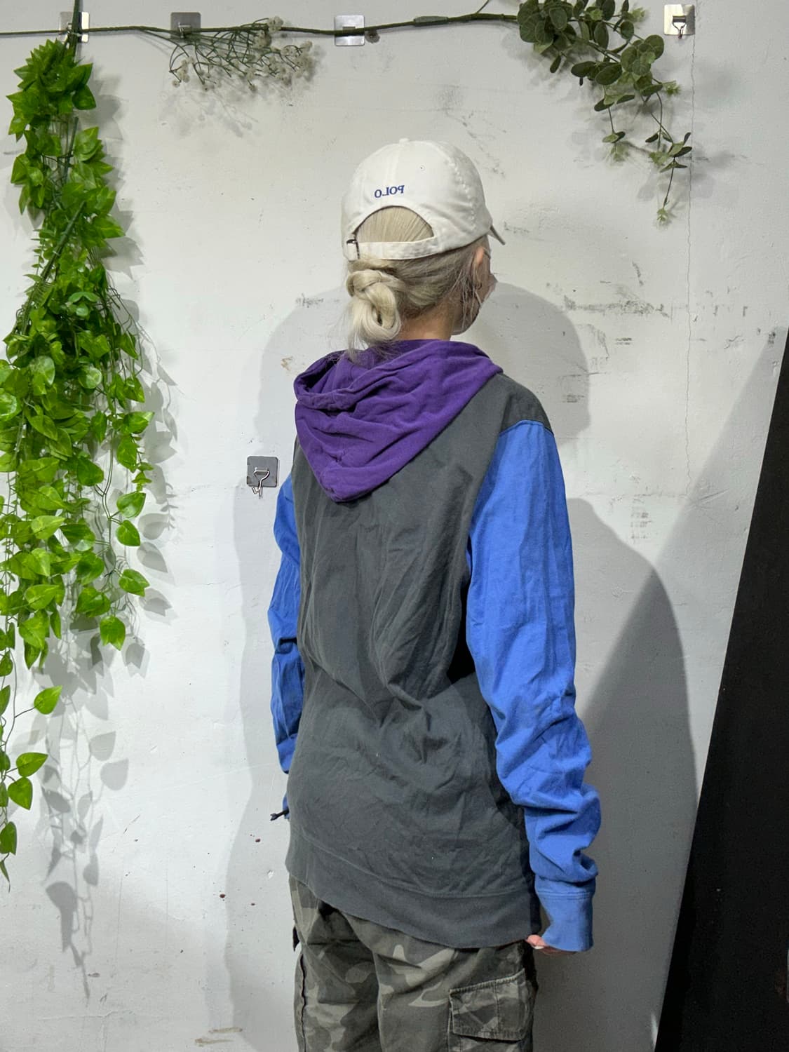 스투시 블루 차콜 레드 멀티 컬러 배색 후드집업 L 상품이미지3