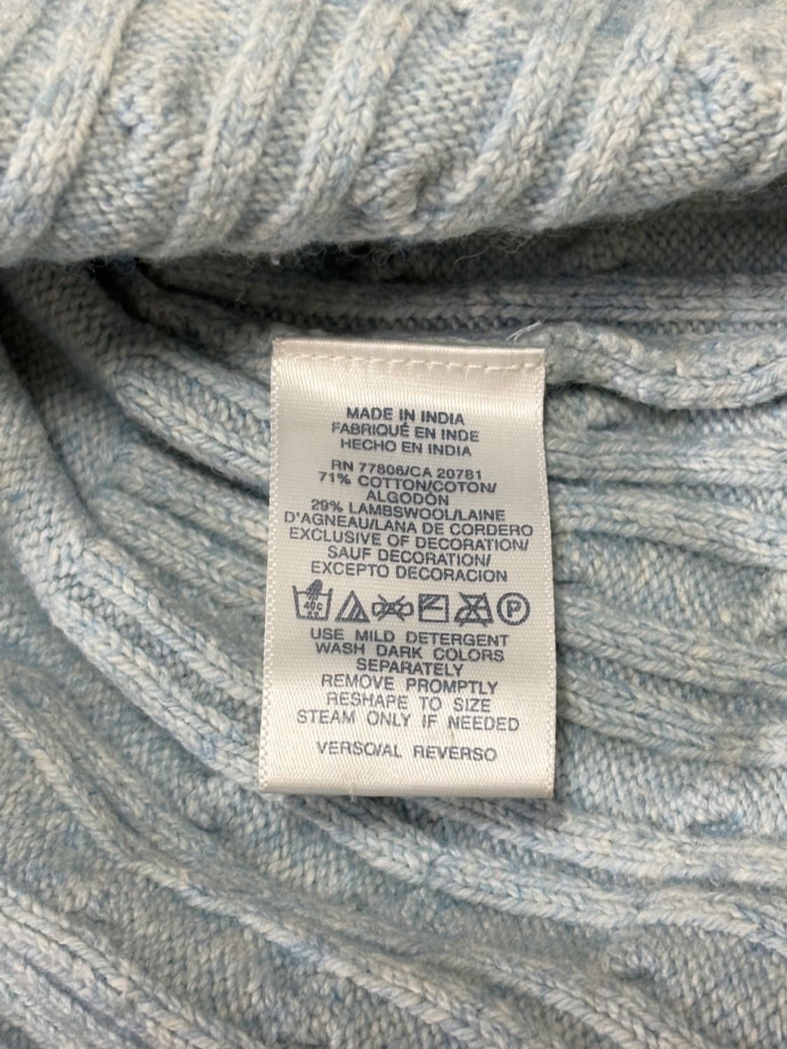 빈티지 타미 진스(Tommy Jeans) 하늘색 케이블 니트 상품이미지4