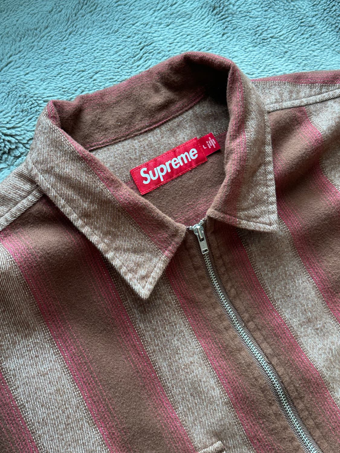 (L) supreme 슈프림 플란넬 집업 셔츠 체크 상품이미지1