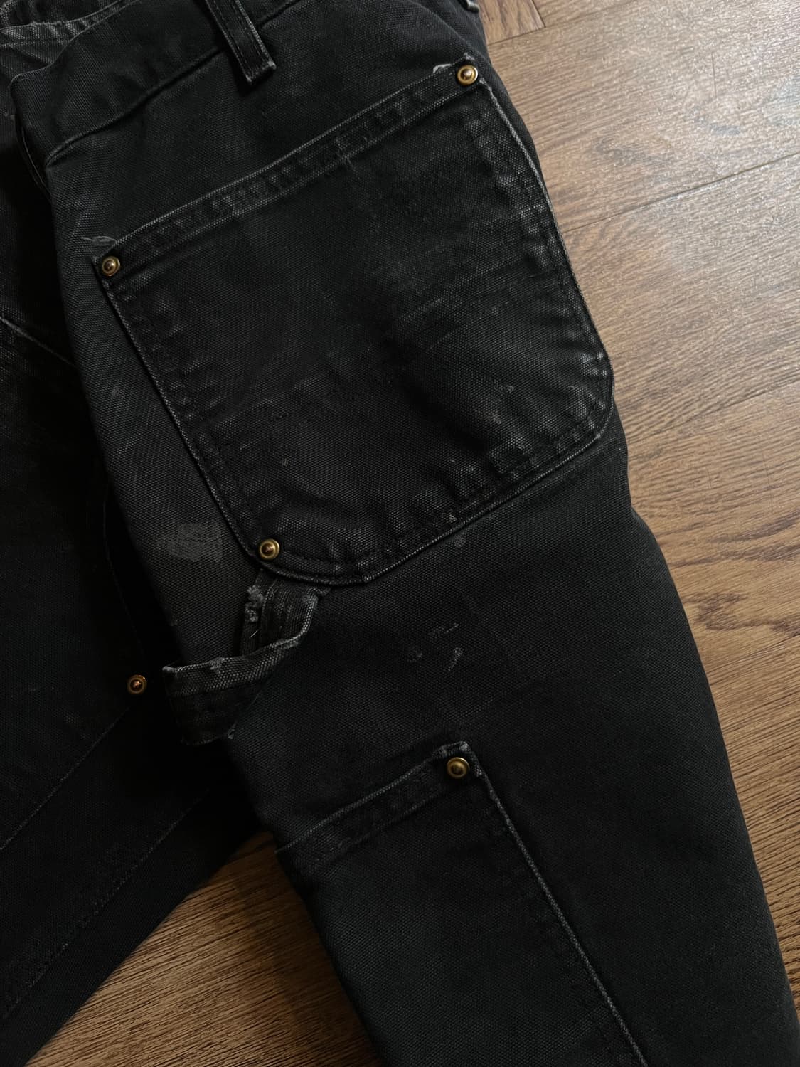 [32]칼하트 Made in USA 더티워싱 블랙 더블니 워크 팬츠 상품이미지7