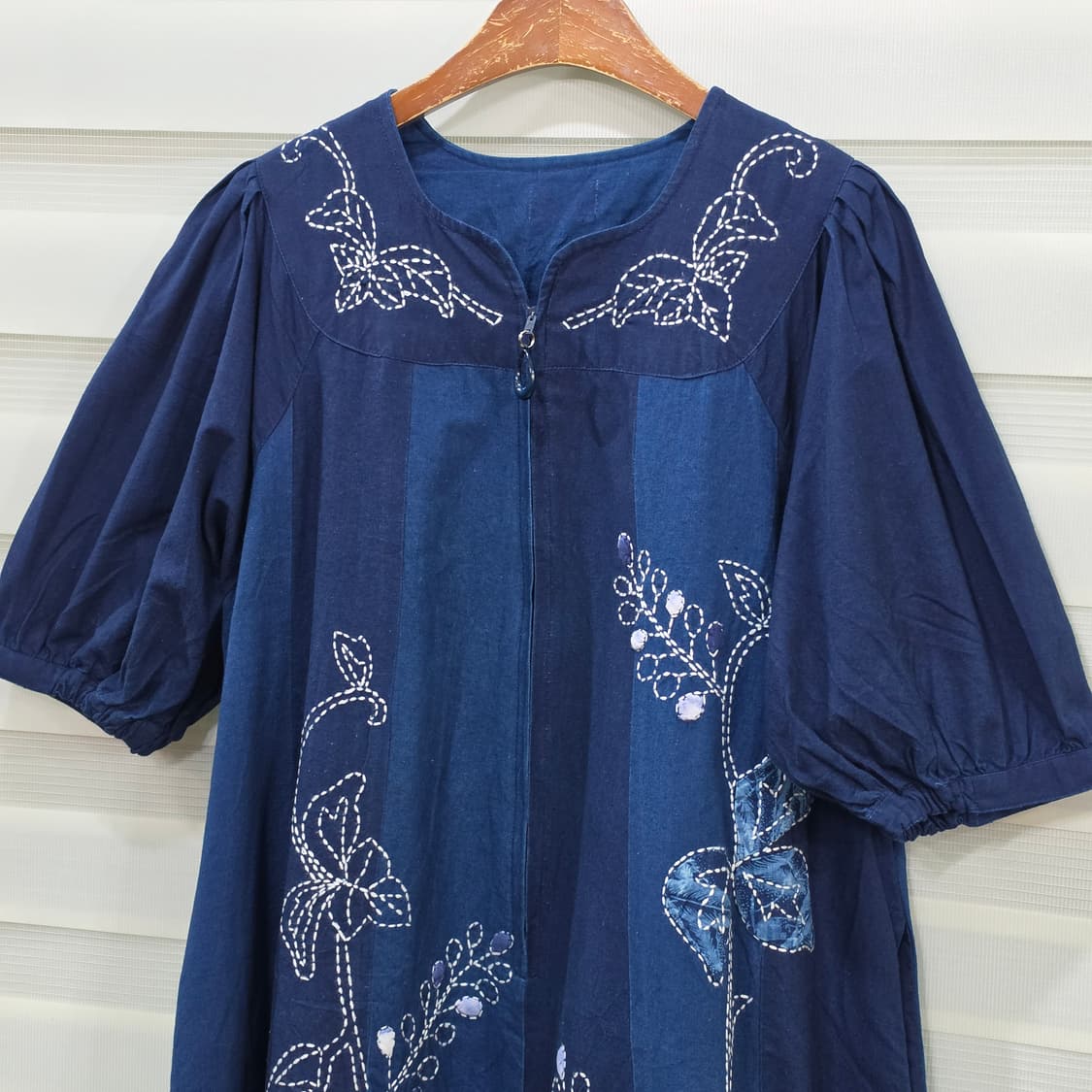 JAPAN 빈티지 인디고 반팔 원피스- 우먼프리 상품이미지2